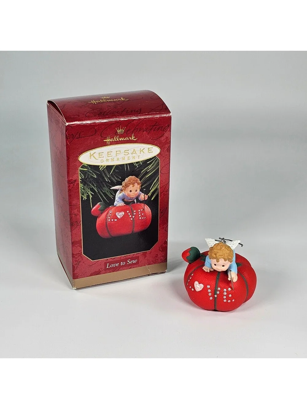 Hallmark Keepsake Ornament 1997 Love to Sew Angel Tomato Pincushion Sue Tague